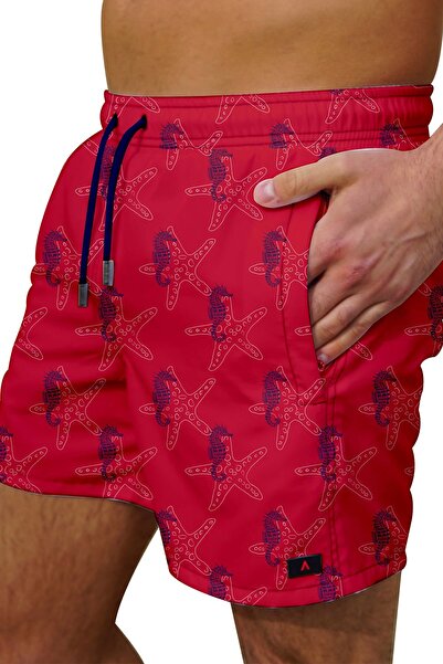 C&City Men's Digital Printed Swim Shorts C1150 Red