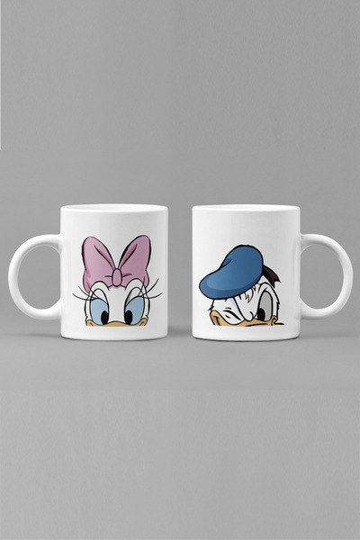 POPULUS مجموعة أكواب ديزي ودونالد لوفر/زوجين/صديقين مكونة من قطعتين