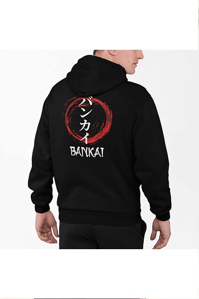 POPULUS Hanorac cu glugă cu imprimeu față-spate Bleach Bankai