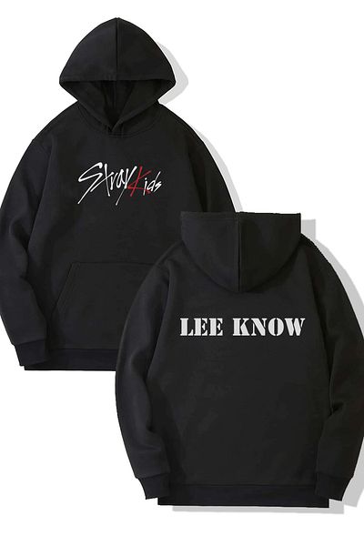 POPULUS Hanorac cu glugă cu imprimeu față-spate Stray Kids Lee Know