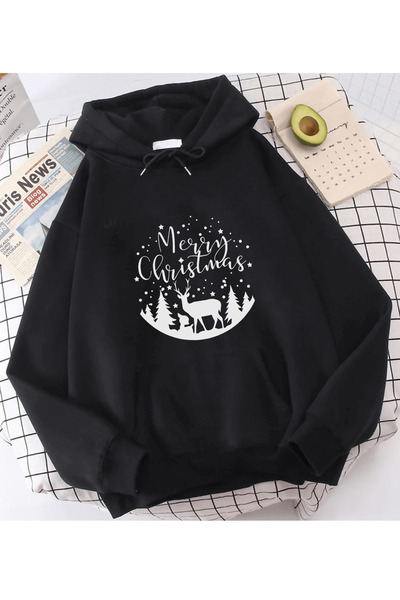 POPULUS Різдво з оленями Новий рік з капюшоном Світшот