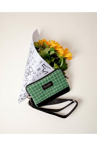 BloominBag Green Tweed Crossbody Bag