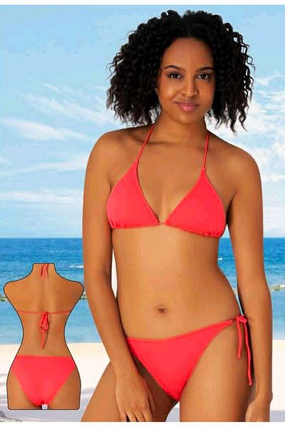 Sunsurf Set Bikini Triunghi String Coral
