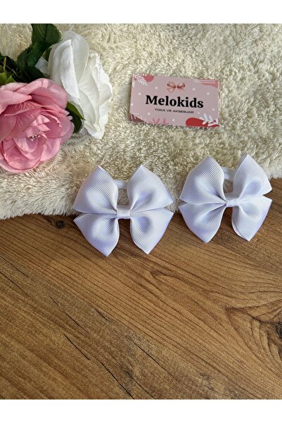 MeloKids Colorful Ribbon Bow Hair Clip - Elastic, 2 Pieces
