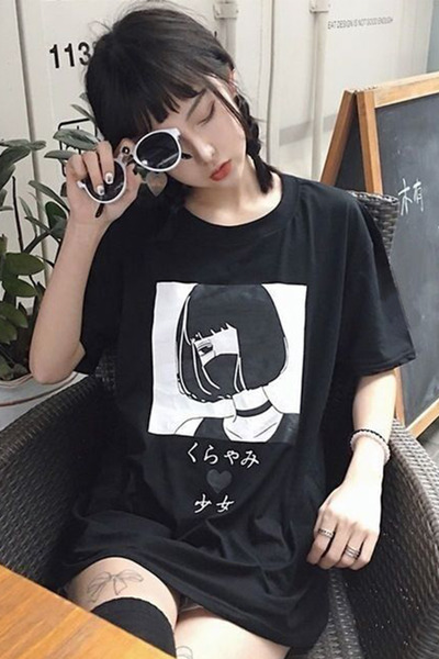 POPULUS Anime devojka pod maskom Harajuku T-shirt