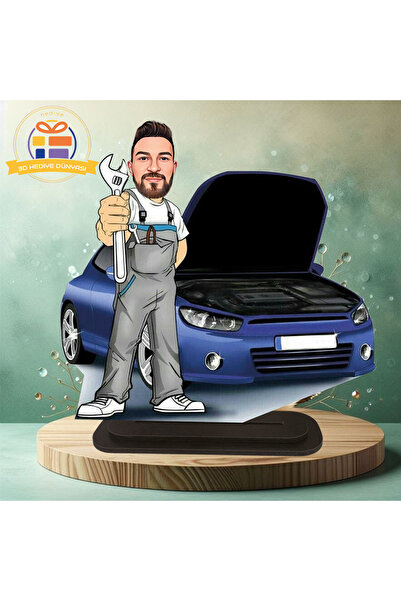 3D Hediye Dünyası araba tamircisi oto bakım ustası karikatürü biblo hediye  3...