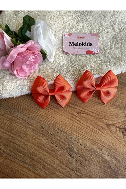 MeloKids مشبك شعر على شكل فيونكة ملونة - مطاط، قطعتين