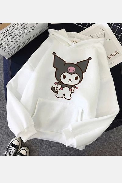POPULUS Hanorac alb cu glugă Kuromi