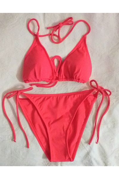 Sunsurf Set Bikini Triunghi String Coral