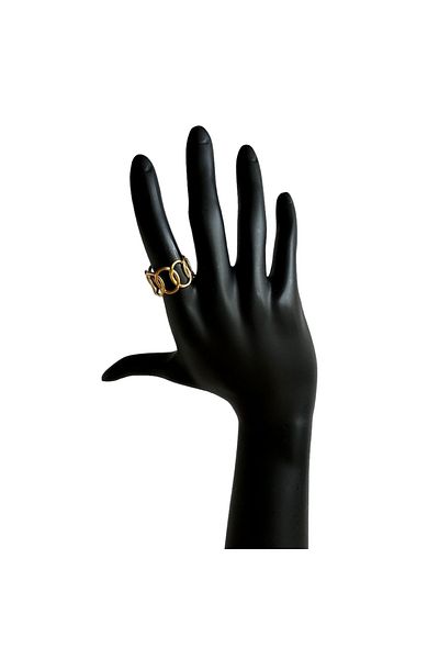 neslyaccessories خاتم ستانلس ستيل هندسي - موديل نسائي قابل للتعديل