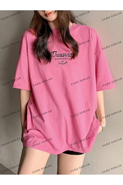 Tarzsokak Γραφικό μπλουζάκι BAY Unisex Letter με ανοιχτό τους ώμους - KOD-1386