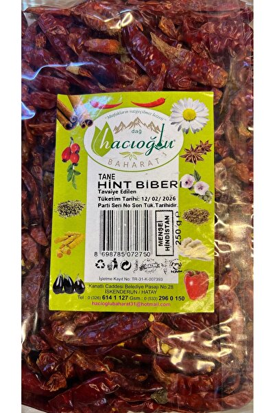 Hacıoğlu baharat Hatay Yöresel Kuru Tane Atom Süs Hint Biberi Zehir Acı 250 g...