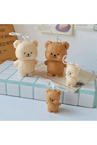 ÇAĞATÖLYE Silikon Kalıbı 2 Adet Minik Kurabiye Ayı Ayıcık Bear Biblo Mum Kalıbı