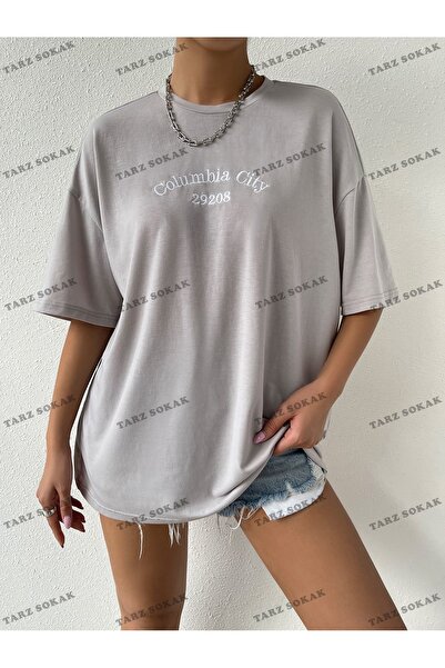 Tarzsokak Unisex BAY majica sa izvezenim slovima i spuštenim ramenima KOD-1340