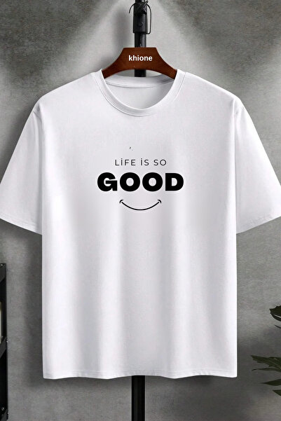 Massgai Unisex dizajn Život je tako dobar Štampano 100% pamuk T-shirt