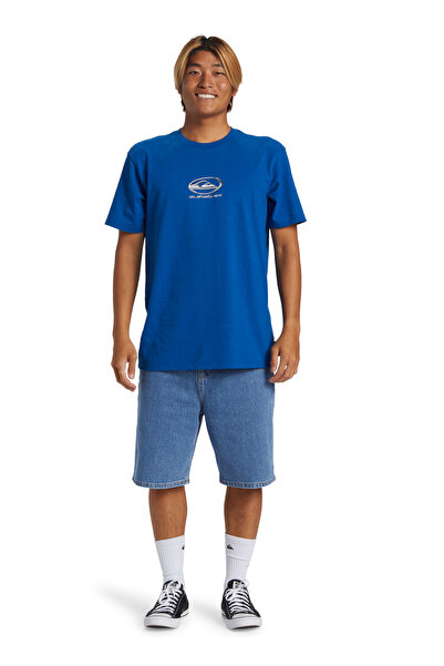 Quiksilver Mavi Erkek O Yaka Standart Fit Baskılı T-Shirt AQYZT09545_CHROME L...