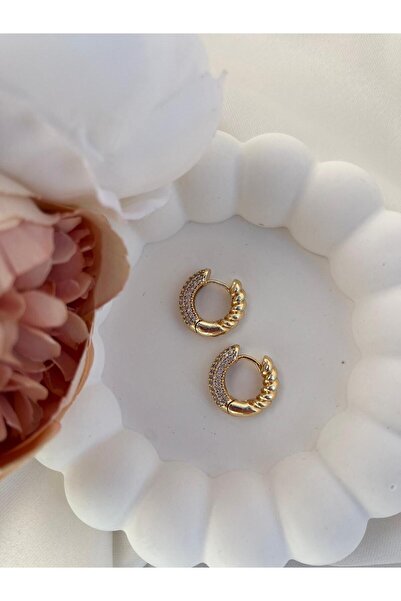 İREM YILDIZ Zirkon Taş Detaylı Düğüm Kadın Küpe