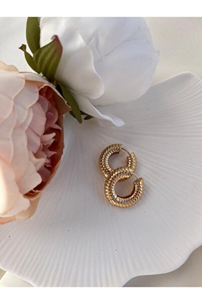 İREM YILDIZ Kadın Gold Salyangoz Model Halka Küpe