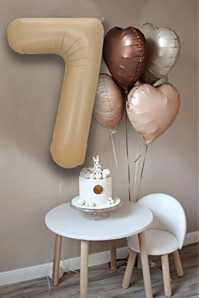 Bkmc Комплект балони с ретро крем карамел и кафе, бежово, с възрастова цифра ...