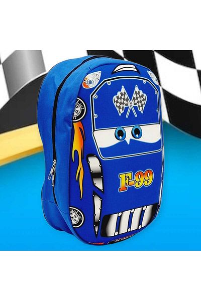Tezzgelsin Rucsac zilnic pentru grădiniță F66 Cars Blue Race Car Eva Print 3-6 ani Geantă de școală