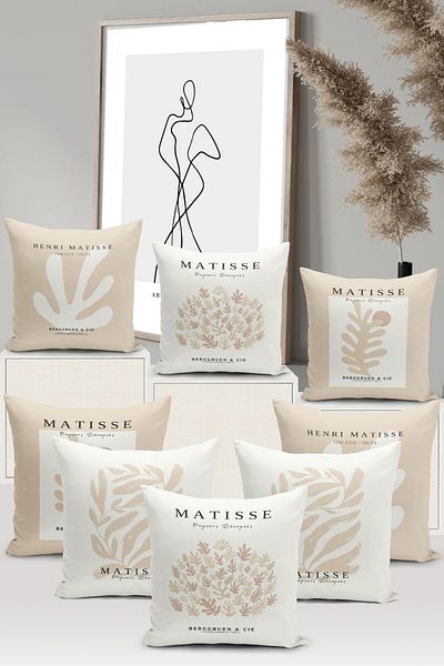 Bertille Home Set de 8 huse de pernă cu imprimare digitală pe două fețe Art Series (Set de huse artistice)