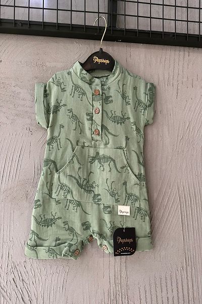 DFN DINOSAUR PRINTED MUSLIN JUMPSUIT