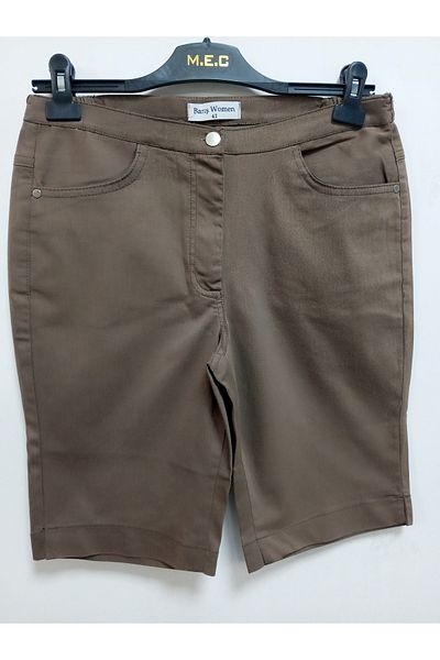 AKŞEN GİYİM LARGE SIZE WOMEN'S BOL LYCRAL HIGH WAIST COTTON LINEN 55 CM SIZE KNEE TOP 4 POCKET SHORTS