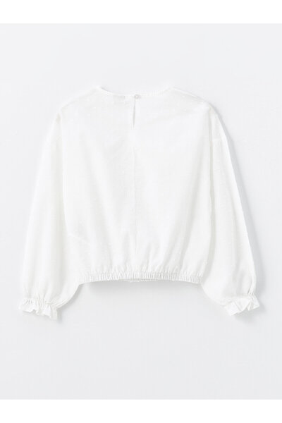 LC Waikiki Dívčí halenka s dlouhým rukávem a výstřihem s volánem