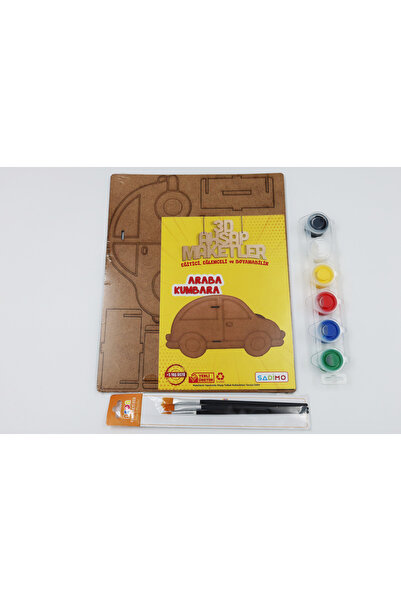 enyareshome Araba Kumbara Boyama Seti - Ahşap Maket Boyama Seti