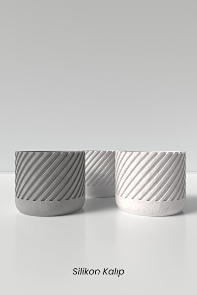 Cageartstudio Dekoratif Desenli Büyük Beton Saksı Silikon Kalıp K9 - Büyük Be...
