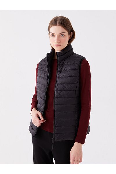 LC Waikiki Women's Stand Collar Plain Puffer Vest