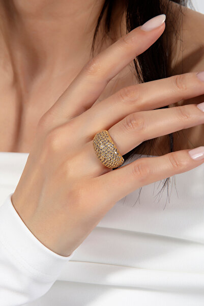 Ressia Beyaz Altın Kaplama Ayarlanabilir Çelik Yüzük