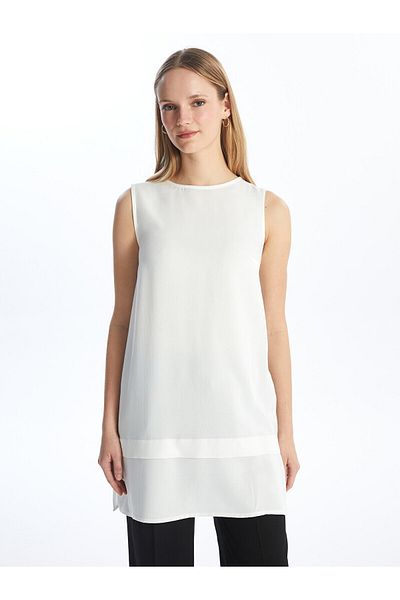 LC Waikiki Flache Damen-Tunika mit Rundhalsausschnitt