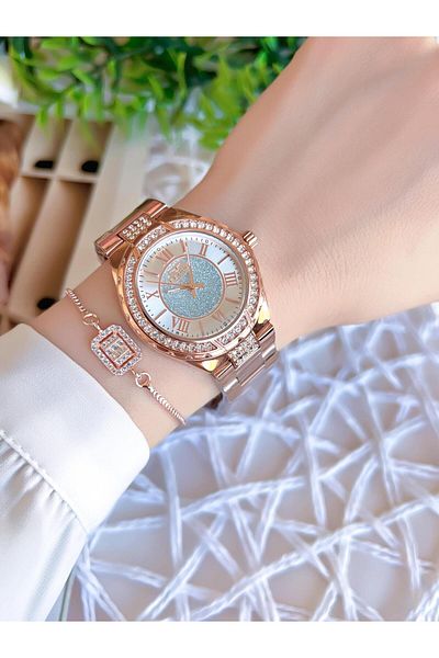 FERRO Rose/Gold Color Non-Tarnish Color-Toss 3 Atm Special Design Women's Wristwatch EFL21285C