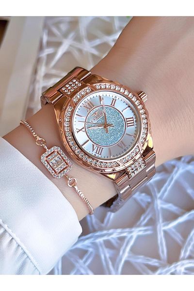 FERRO Rose/Gold Color Non-Tarnish Color-Toss 3 Atm Special Design Women's Wristwatch EFL21285C