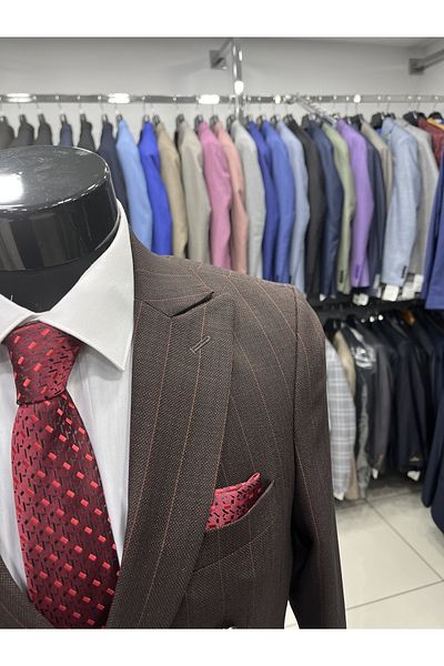 MASSARO KRUVAZE SLIMFİT SUIT DRESS Beige Burgundy
