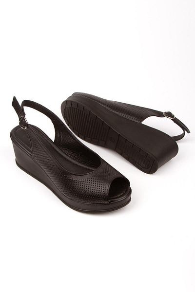 Çaçaroz Ayakkabı Marime mare - Talpă cu pană din piele și sandale cu vârf deschis