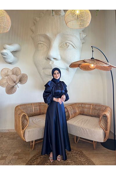 By Atelier Rochie de seara Hijab Cindy bleumarin