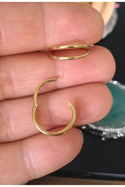 Bylin %100 Cerrahi Çelik Conch Için İkili Halka Piercing Küpe- Halka Çapı 12 Mm-1 Adet