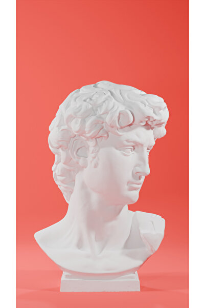 Cuboid 3D Küçük Boy 10 Cm Dekoratif David Heykel Figür Büst Beyaz Renk Küçük ...