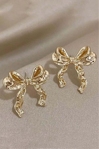 By Zeyna Aksesuar Women's Special Design Bow Figured 2.5 cm Earrings 002