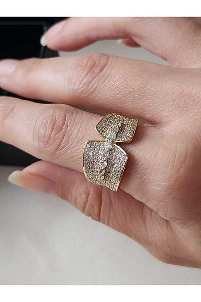 ZÜLİSCH ZIRCON STONE STEEL RING GOLD