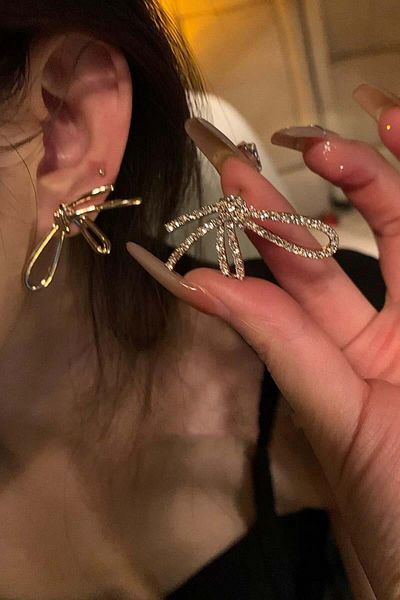 By Zeyna Aksesuar Women's Special Design Bow Figured 4 cm Earrings 002