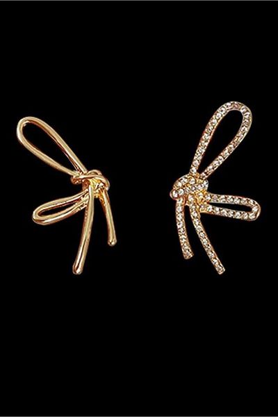 By Zeyna Aksesuar Women's Special Design Bow Figured 4 cm Earrings 002