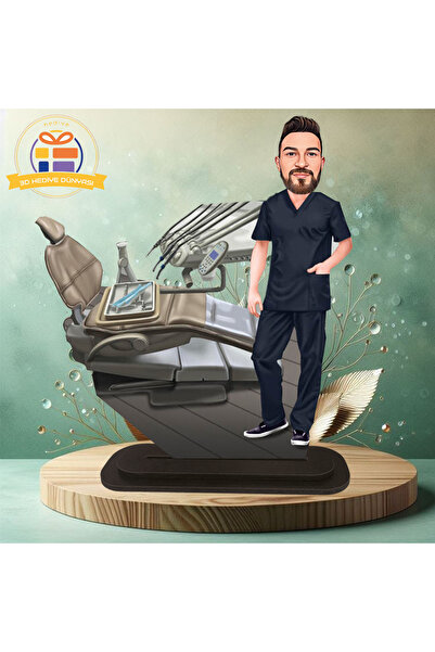3D Hediye Dünyası Diş hekimi doktoru karikatürü biblo hediye  3d masa üstü bi...