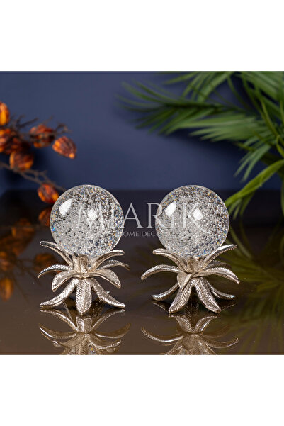MIARIK DESIGN & DEKORASYON Dekoratif Lotus Yaprak Model 2li Kristal Cam Küre ...