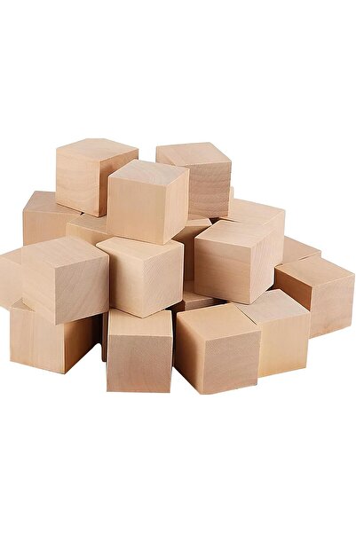 Antalya Kent ekipmanları Ahşap Küp Blok 5 cm 20 Adet Doğal Ahşap Küp