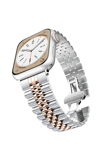 FirstModel Apple Watch Rolex Stil Paslanmaz Çelik Kordon (42MM/44MM/45MM/49MM...