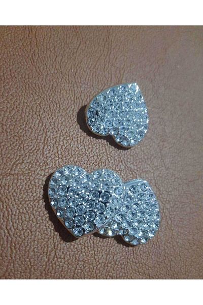 Beyna HEART CRYSTAL STONE METALLIZED BUTTON 1.5 CM 1 PACK 5 PIECES