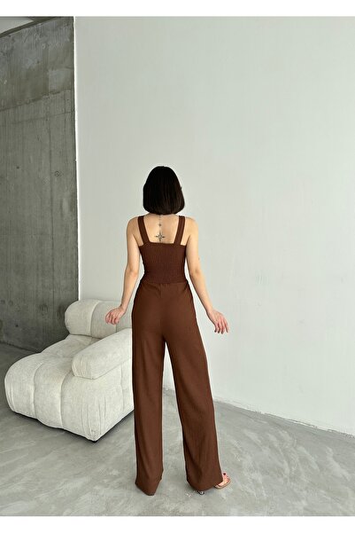 alenmoda Strappy Square Collar Wrapped Jumpsuit Dress